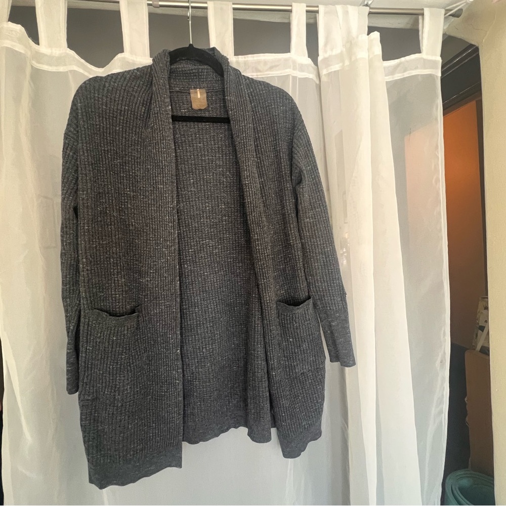Women's Gray Open-Front Sweater